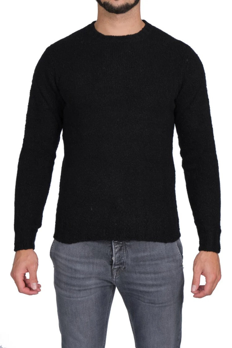 Filippo De Laurentiis Timeless Black Merino Crew Neck Sweater