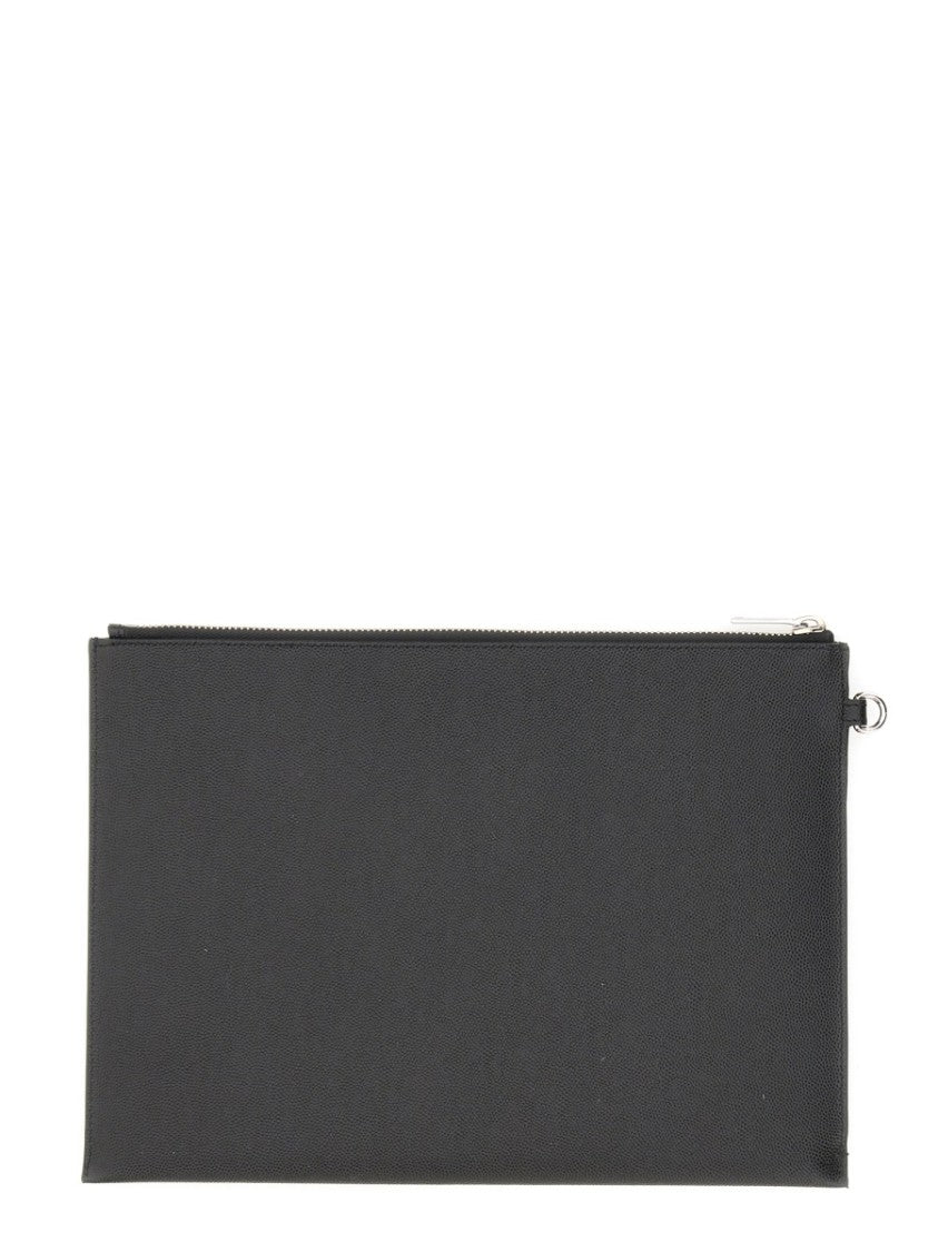 Saint Laurent Black Calfskin Zippered Tablet Holder
