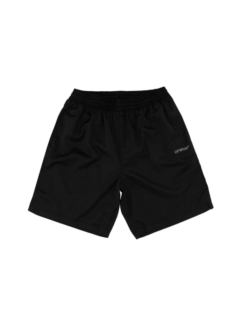 Off-White Relaxed Fit Black Swimsuit With Signature Logo