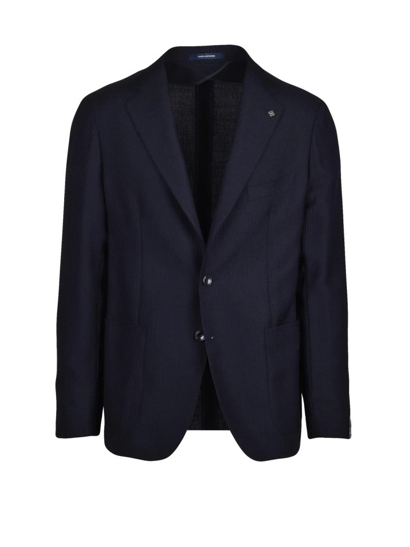 Tagliatore Midnight Blue Rounded Virgin Wool-Cashmere Blazer