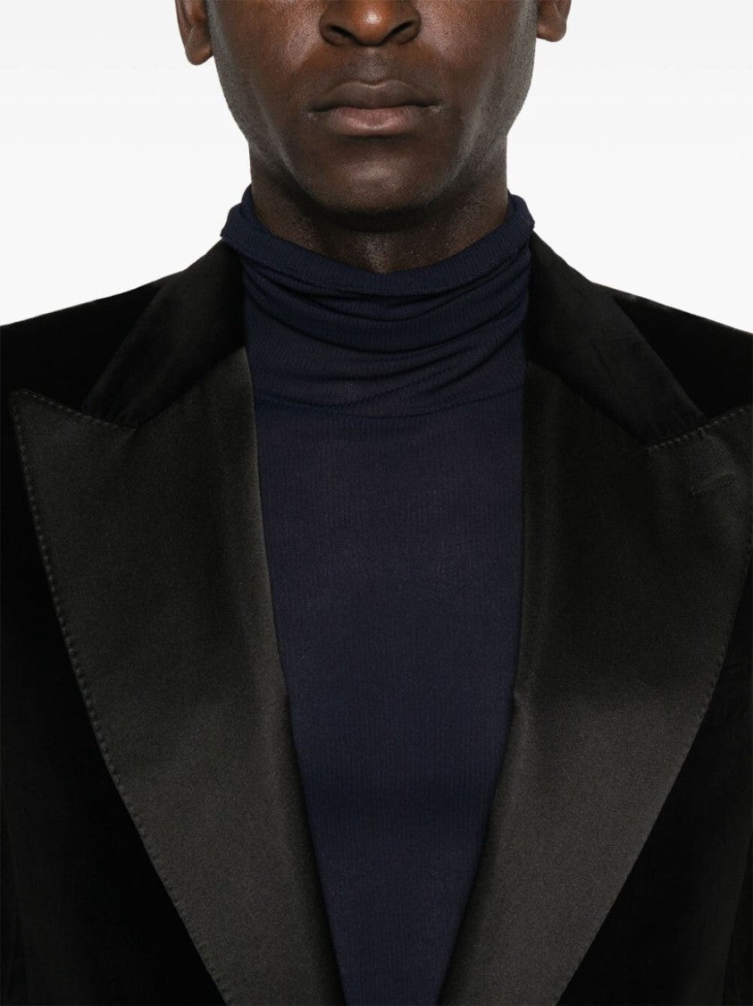 Dolce & Gabbana Tuxedo-Style Black Suede Blazer
