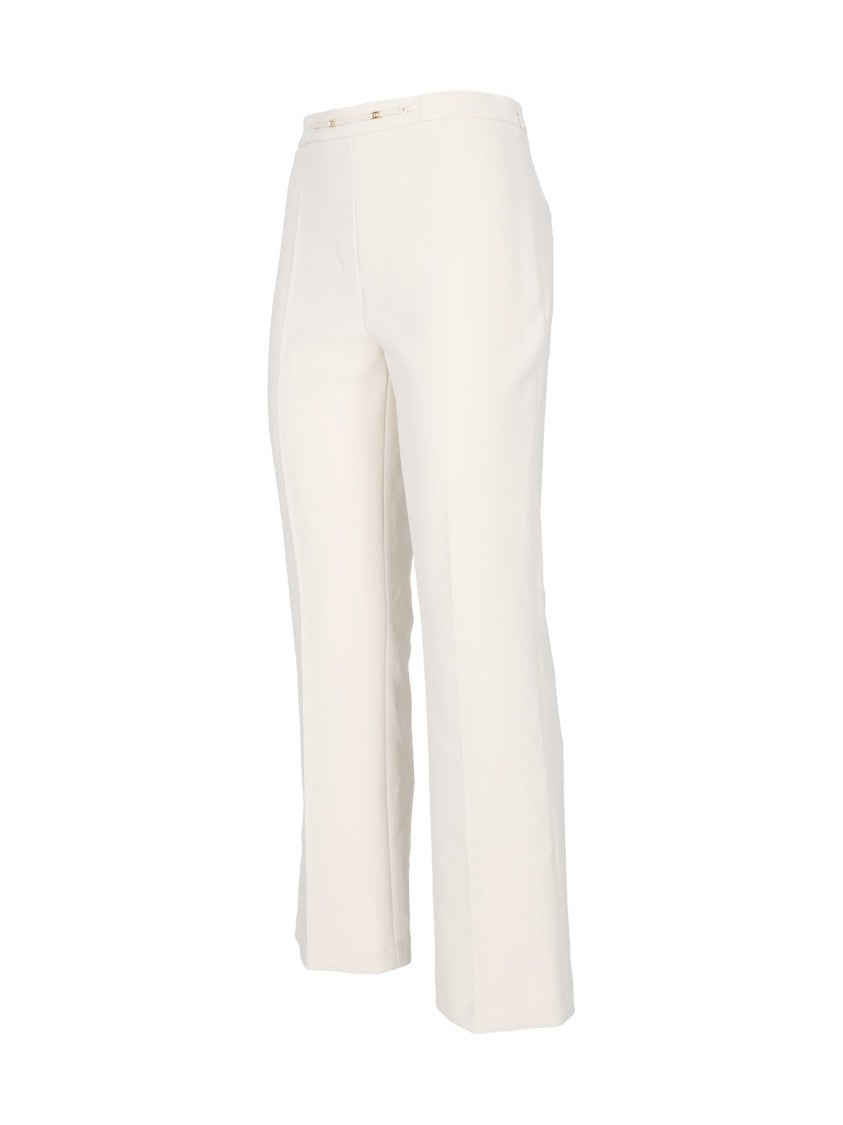 Elisabetta Franchi High-Waisted Cropped Pants With Flared Leg And Metallic Accents