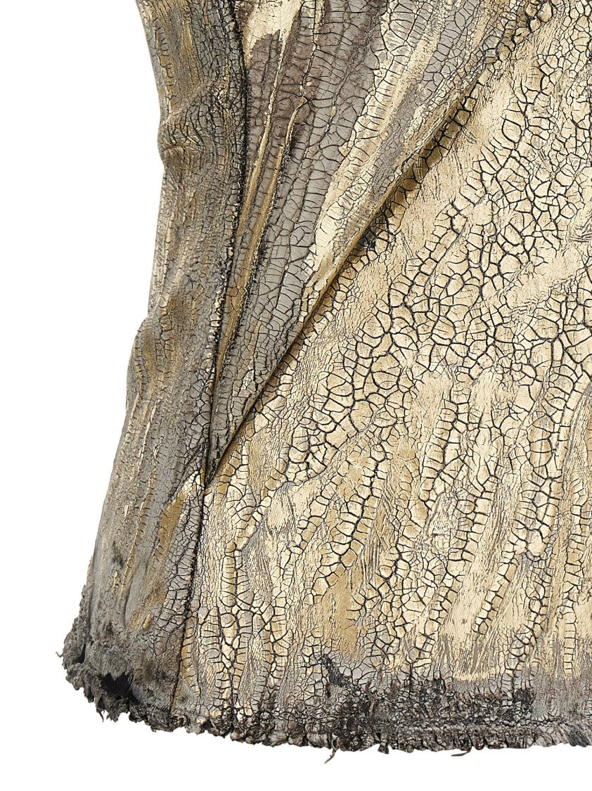 Rick Owens Coated Denim Top With Front Cut-Out Neckline