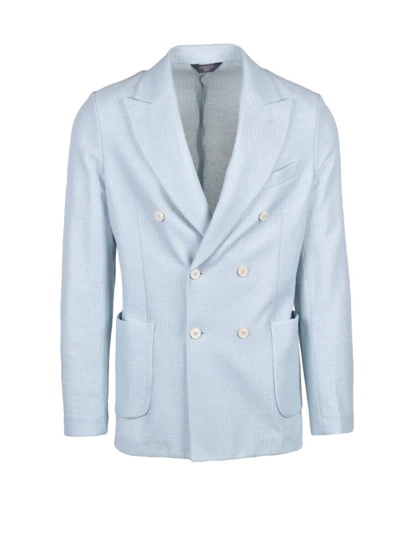 Circolo 1901 Light Blue Cotton Linen Double-Breasted Jacket