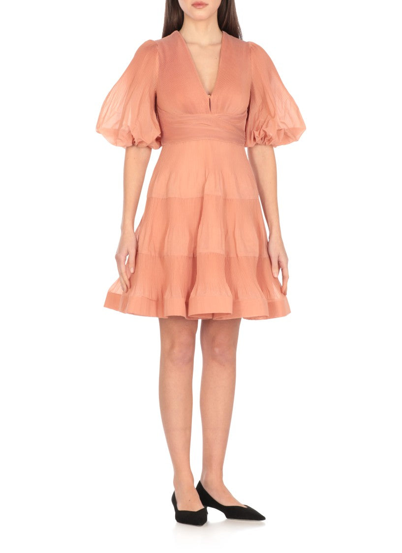 Zimmermann Pink Pleated Mini Dress