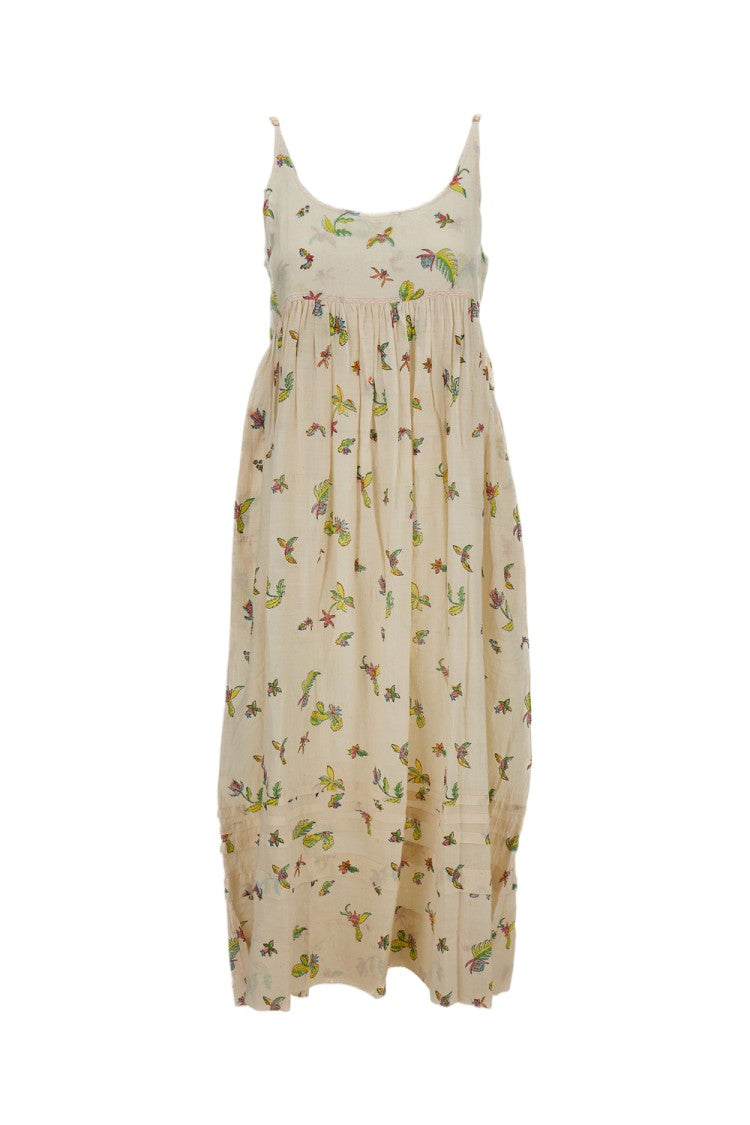 Injiri Cotton Slip Dress With Floral Pattern And Side Pockets