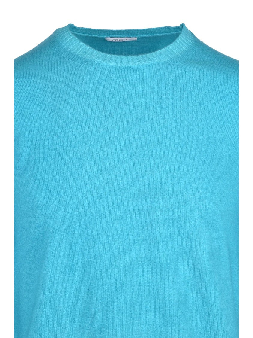 Malo Aqua Green Virgin Wool Crewneck Pullover