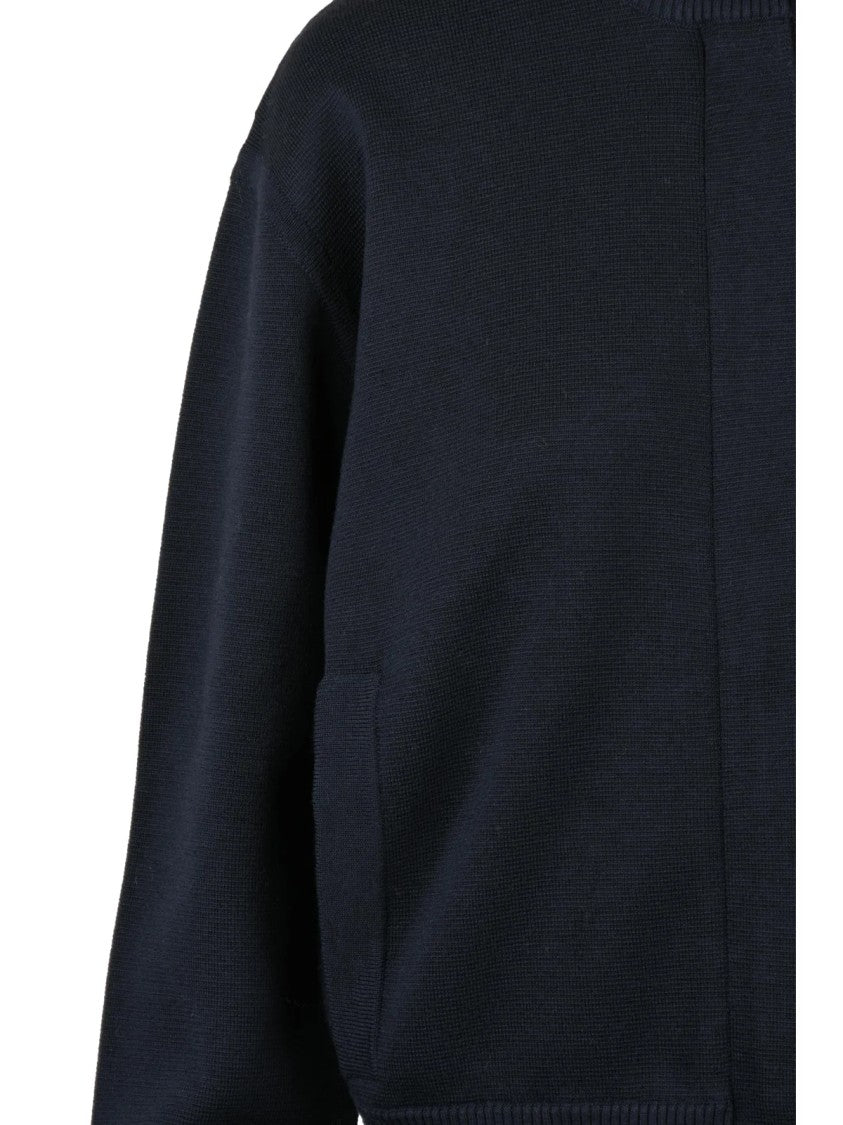 Max Mara Blue Virgin Wool Zip Cardigan