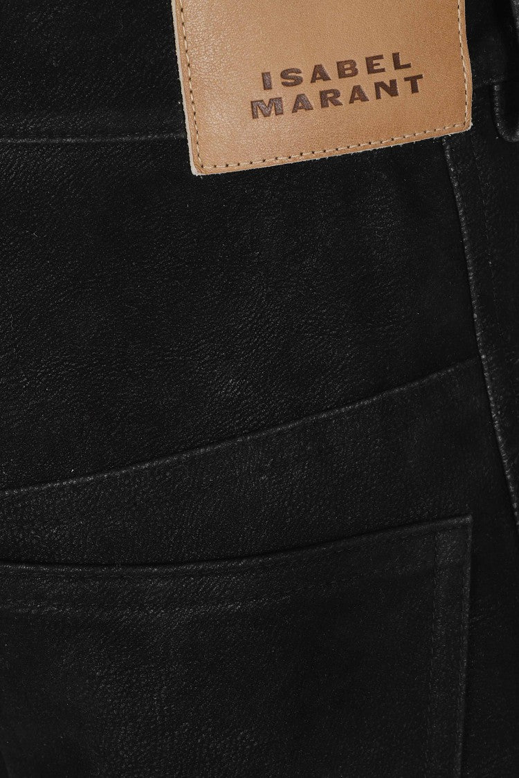 Isabel Marant Étoile Black Belky Gc Distressed Faux Suede Barrel Pants