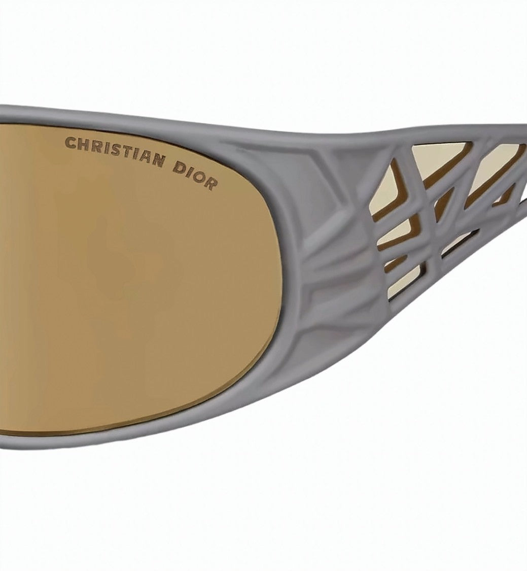 Christian Dior Silver Wraparound Metallic Frame Gold Sunglasses