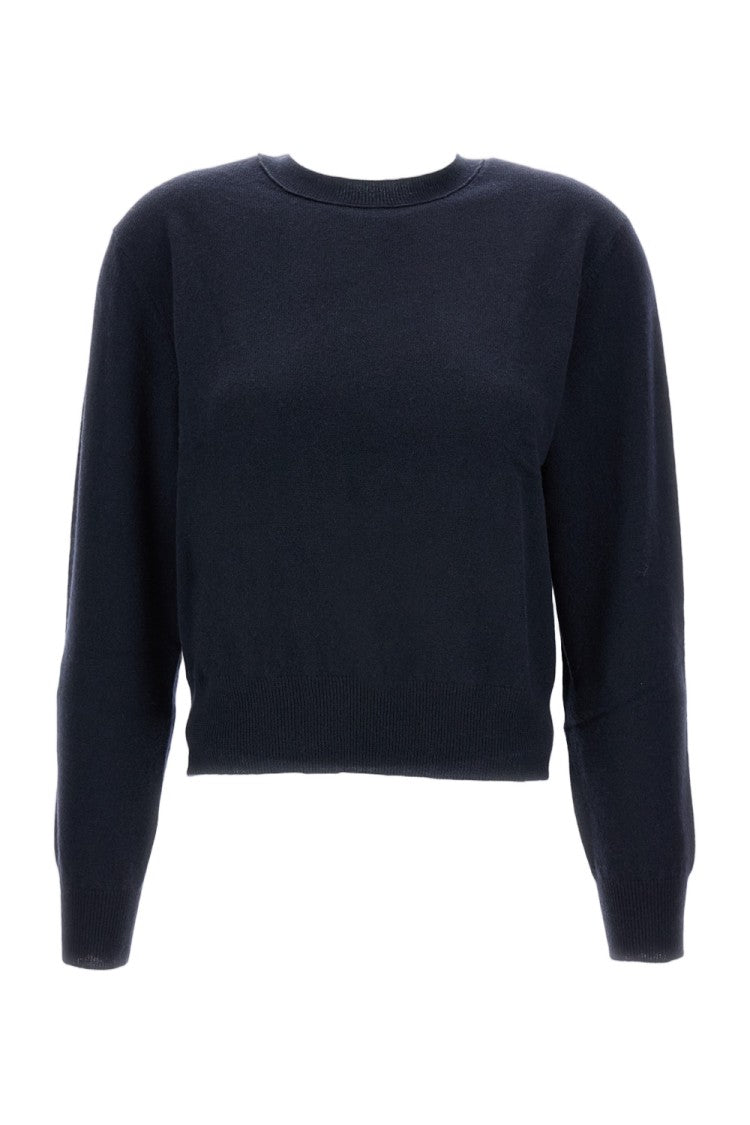 Lisa Yang Cropped Black Wool Sweater With Ribbed Trim