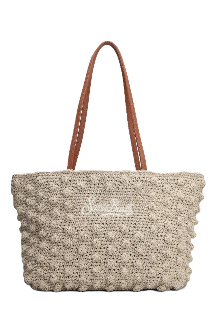 Mc2 Saint Barth Textured Knitted Tote Bag With Contrasting Handles