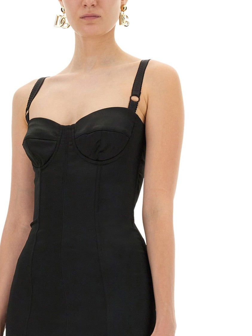 Dolce & Gabbana Satin Bustier Longuette Dress