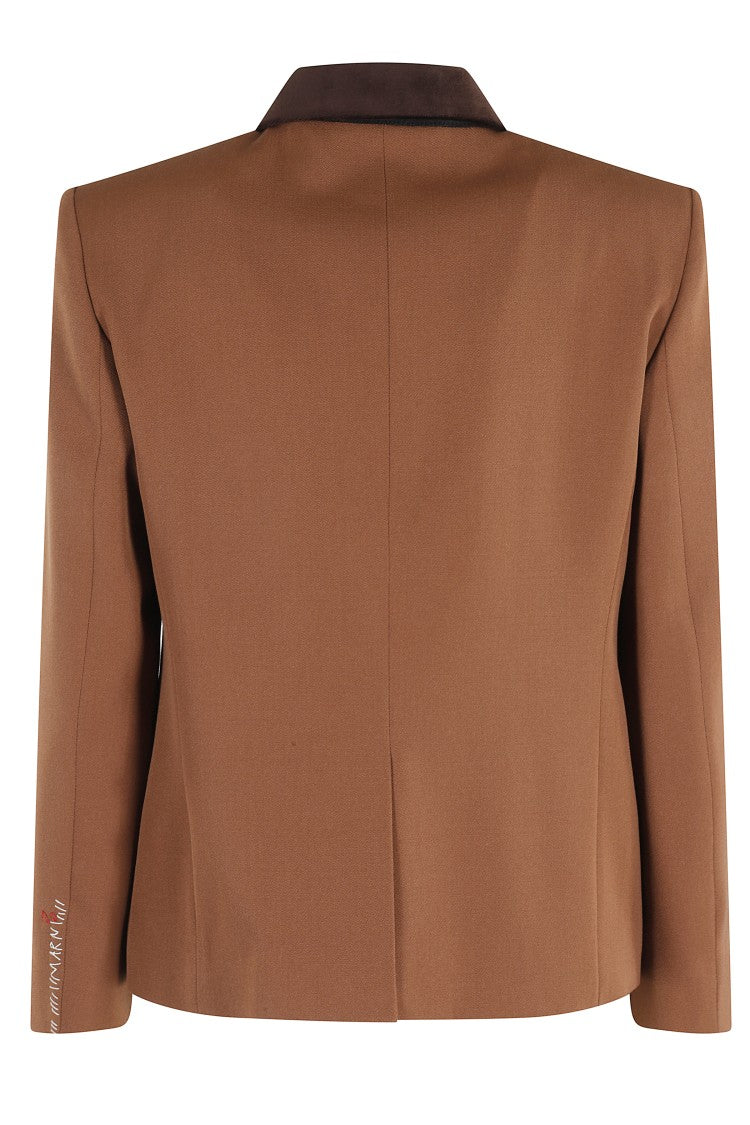 Marni Brown Tailored Blazer With Contrasting Collar Insert
