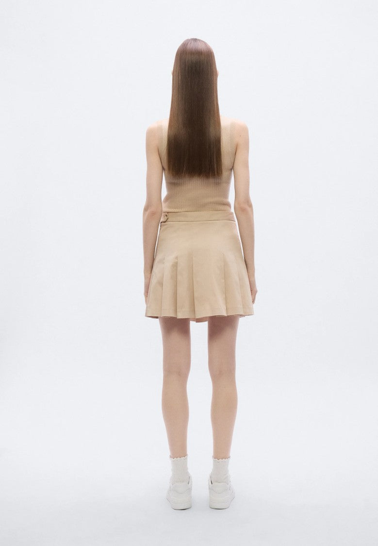 Lacoste Beige Short Pleated Cotton Skirt