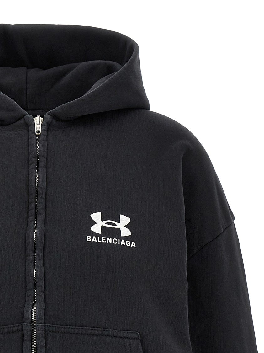 Balenciaga Fleece Hoodie With Logo Embroidery