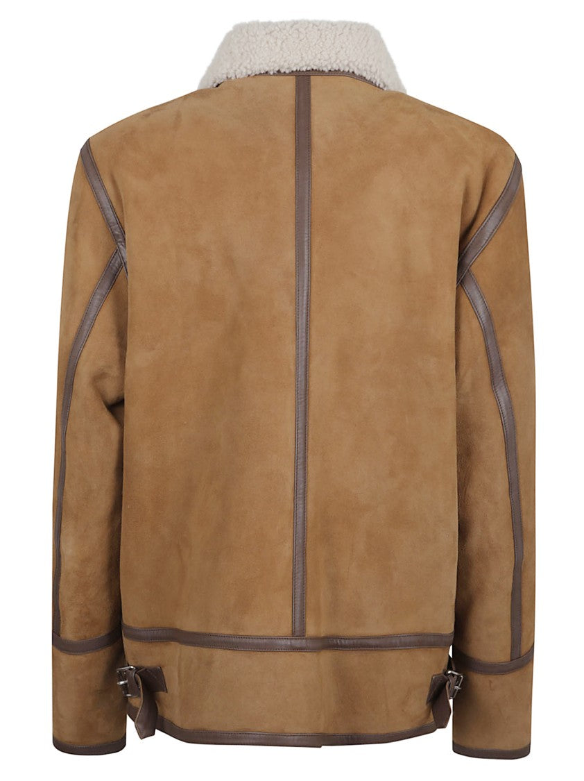 Dondup Tan Lamb Leather Jacket