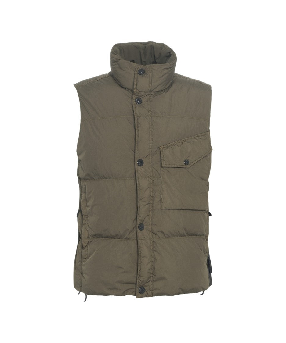 Stone Island Quilted Puffer Vest With High Collar