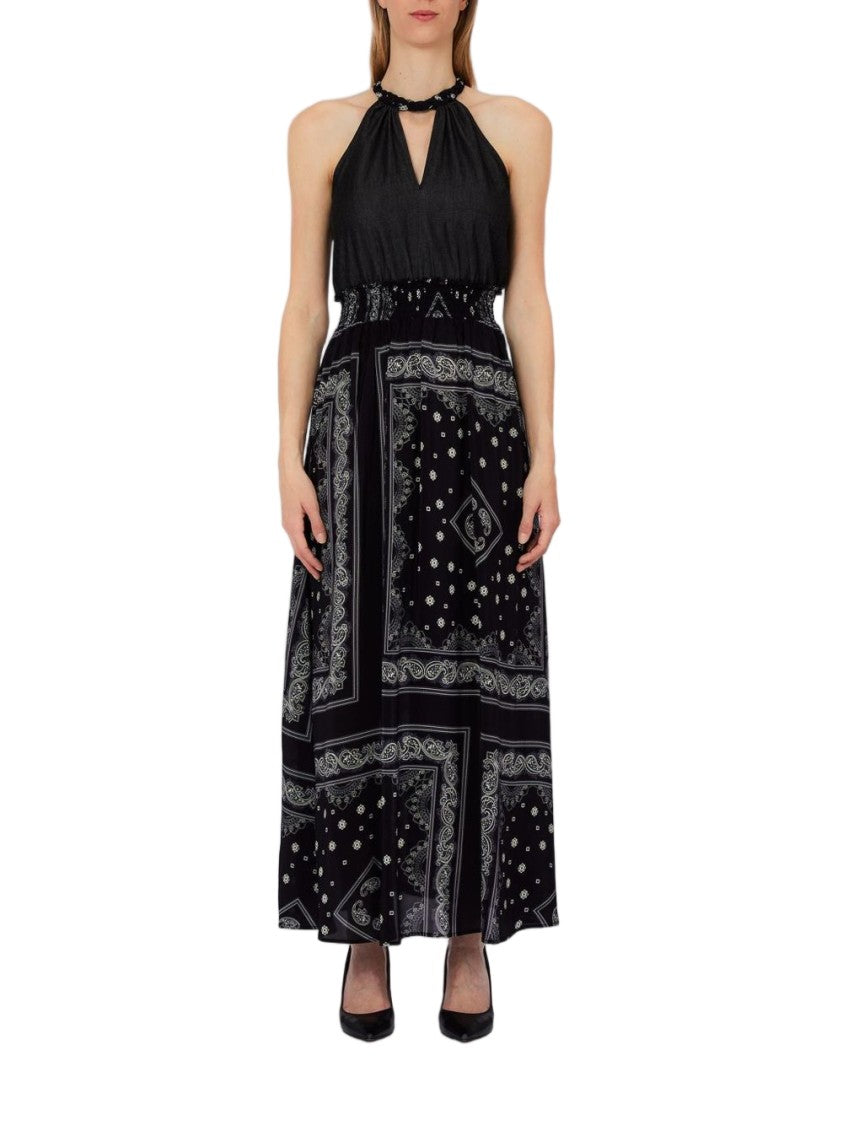 Liu Jo Maxi Dress With Halter Neckline And Patchwork Design