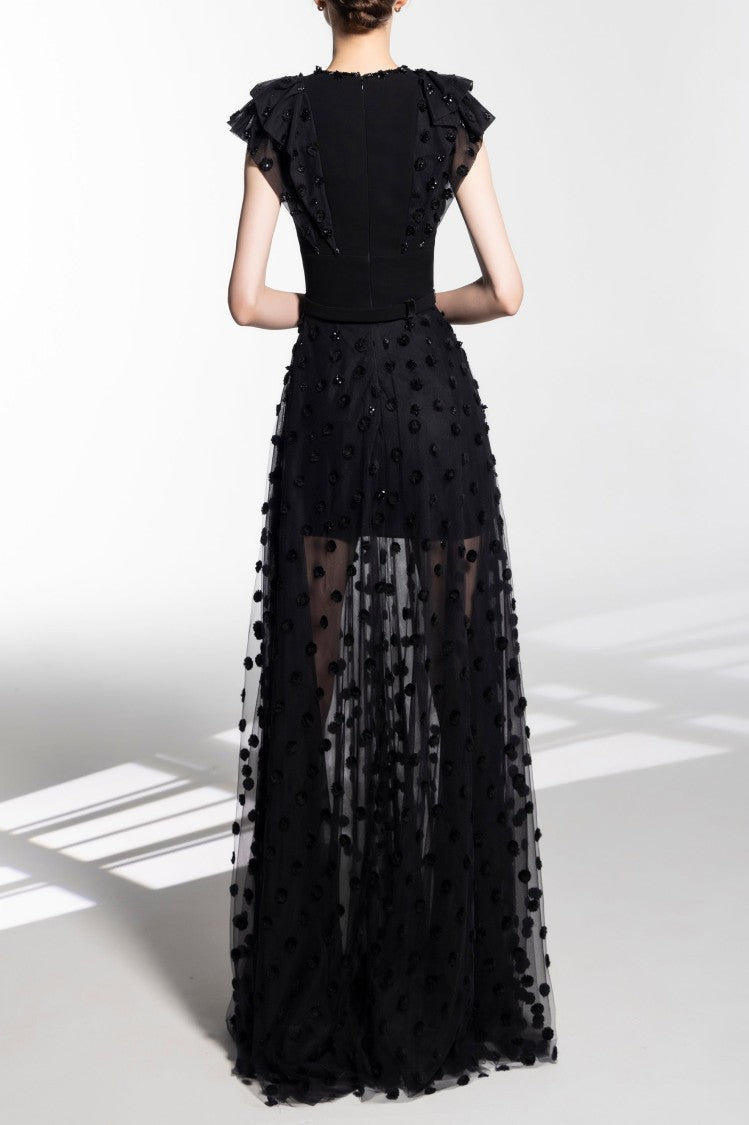 Saiid Kobeisy Beaded Tulle Dress With Polka Dots