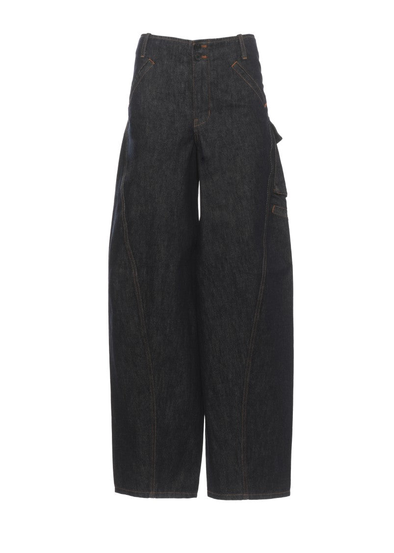 Self-Portrait Blue Cargo High Waist Jeans
