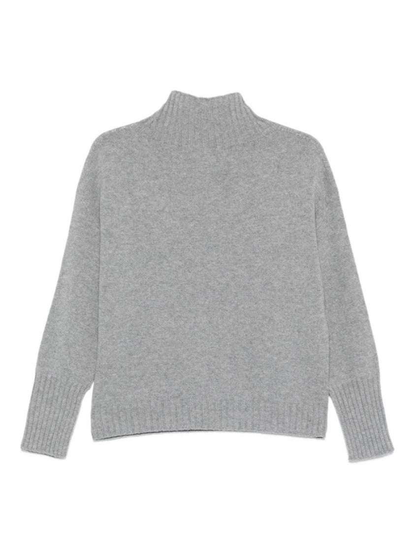 Vanisé Gray Knit Sweater With Ribbed Details