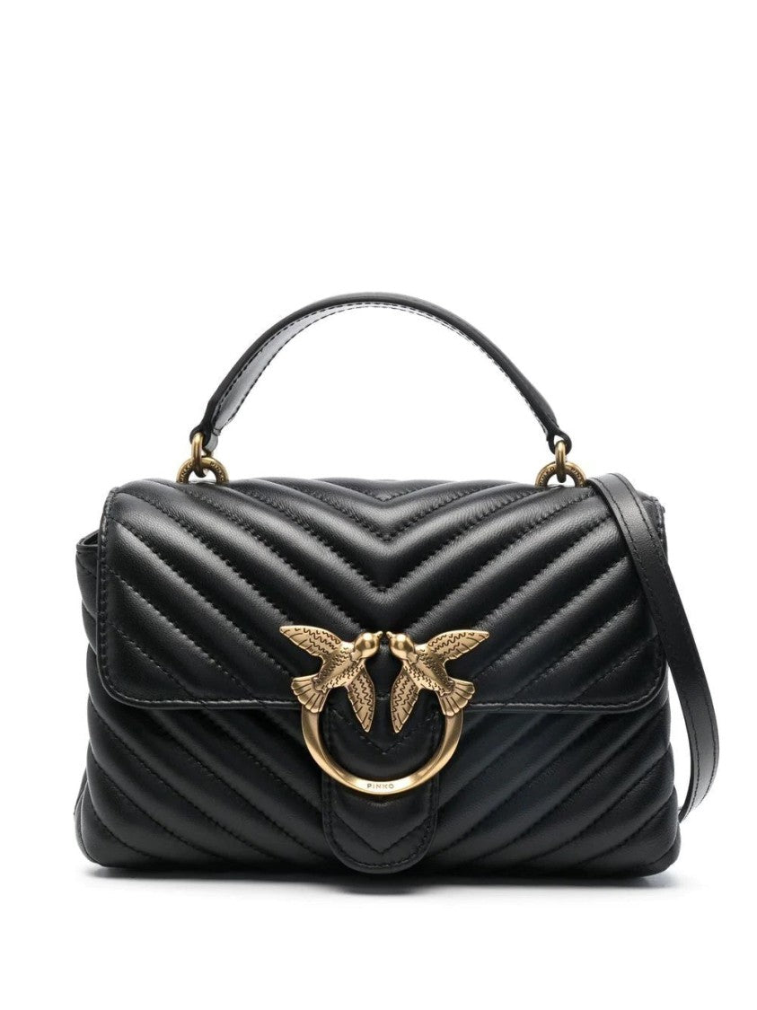 Pinko Quilted Leather Mini Crossbody Bag With Bird Clasp
