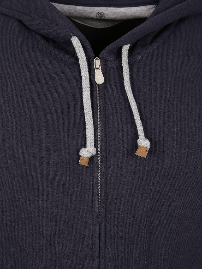 Brunello Cucinelli Modern Blue Jacket With Practical Front Zipper