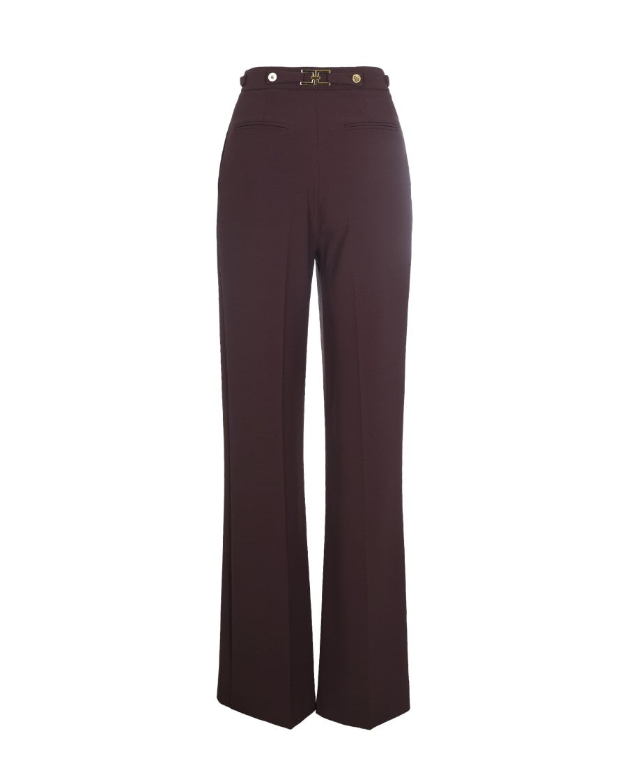 Elisabetta Franchi Crêpe Pants With Jewel Detail – Merlot