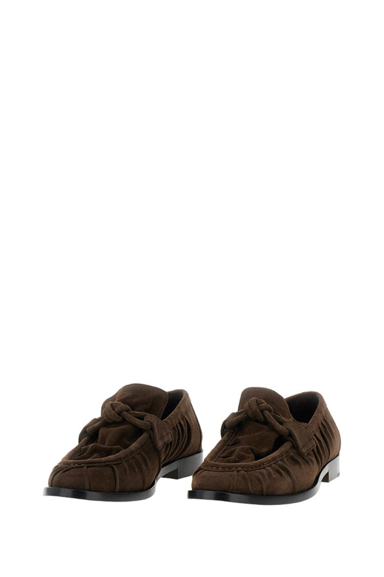 Bottega Veneta Crinkled-Effect Suede Leather Loafers