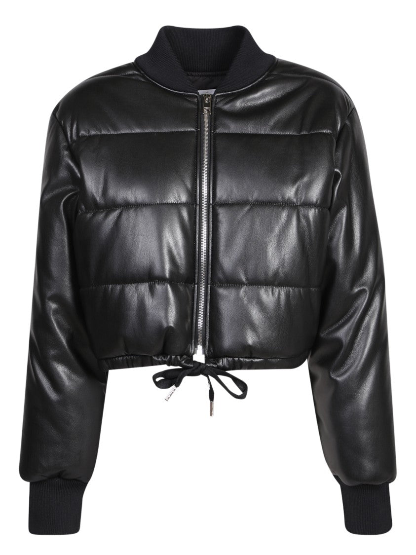 Msgm Black Quilted Faux Leather Jackets