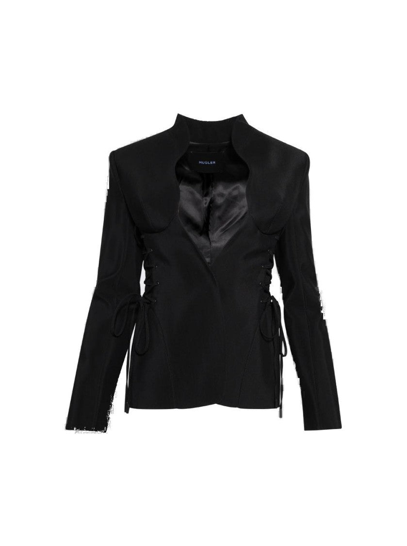 Mugler Sculptural Laced Jacket Black