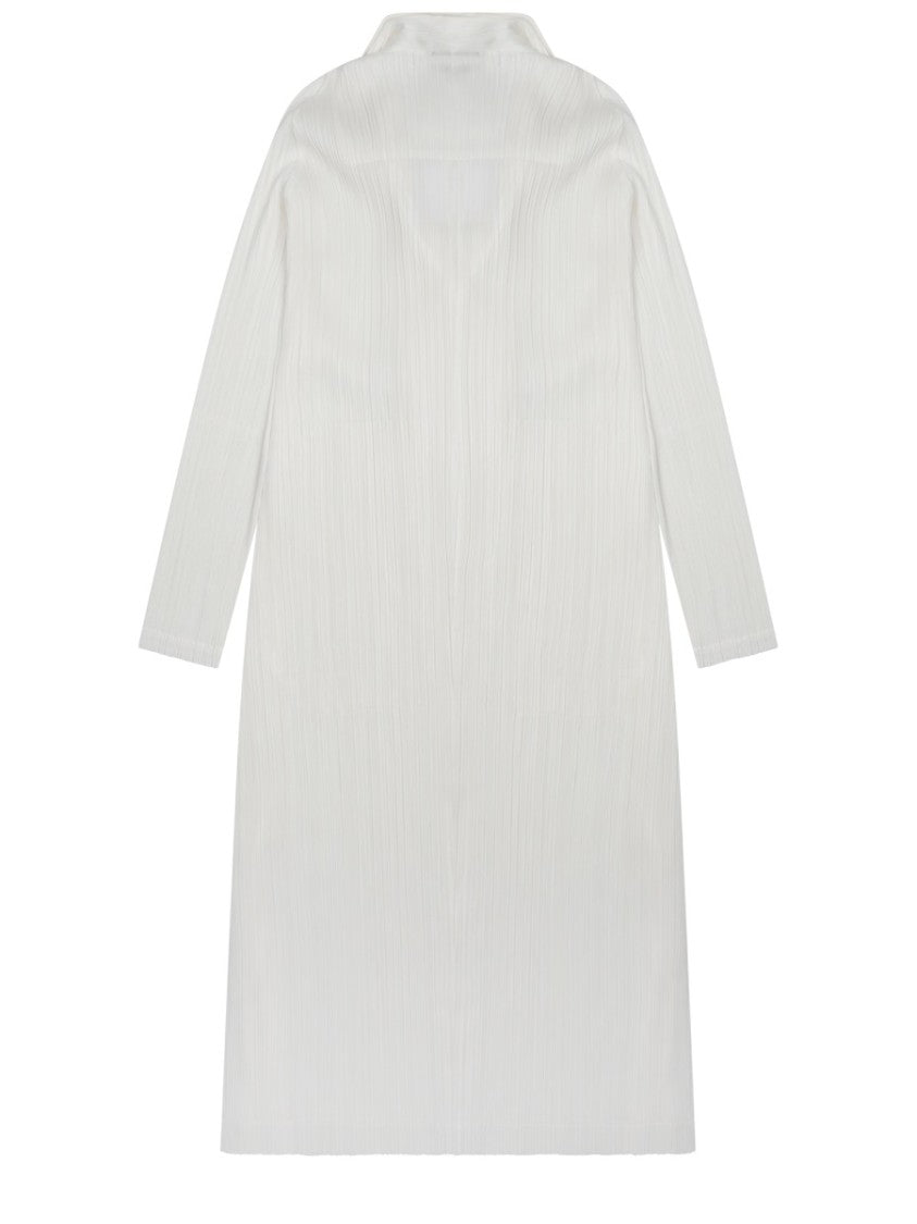 Pleats Please Issey Miyake Long Lightweight Coat With Subtle Pleated Texture