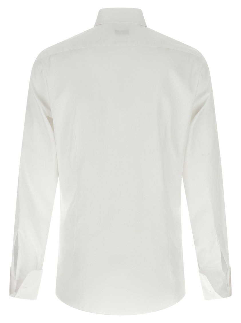 Barba Cotton Poplin Shirt With Concealed Button Front And Cufflink-Ready Sleeves