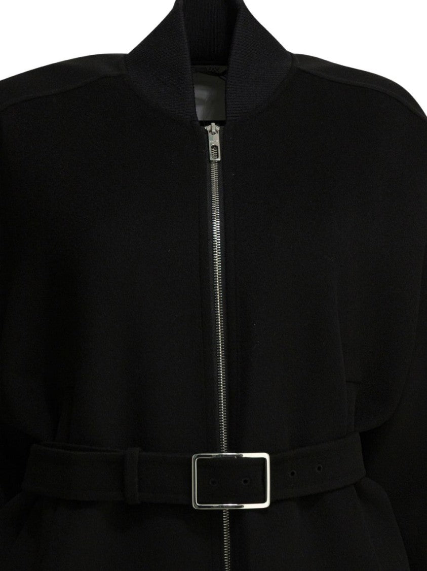 Sportmax Belted Black Jacket With High Collar
