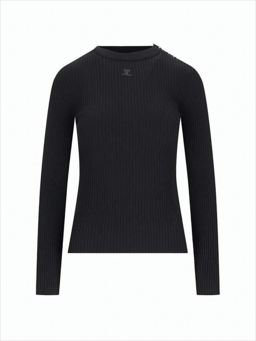 Courrèges Fitted Ribbed Sweater With Decorative Buttons