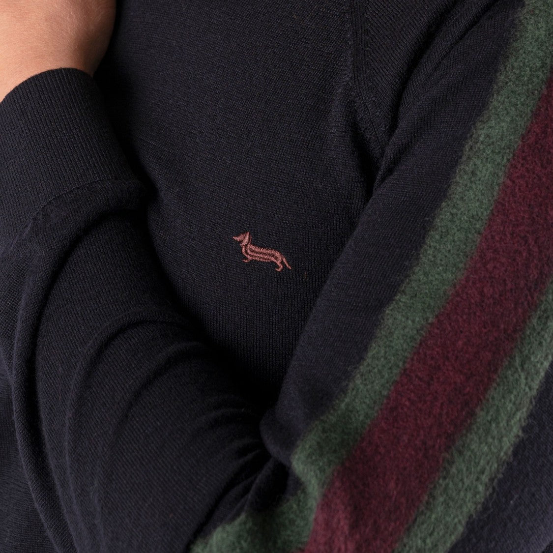 Harmont & Blaine Crewneck Pullover With Contrasting Sleeve Stripes
