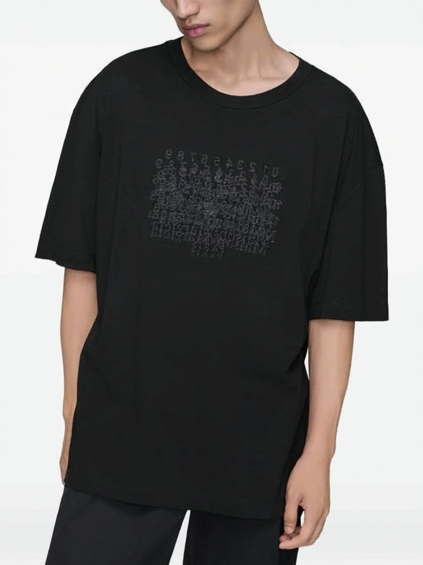 Maison Margiela Relaxed Fit Black T-Shirt With Textured Graphic