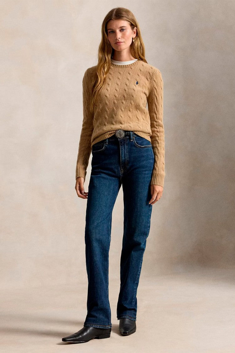 Polo Ralph Lauren Camel Wool-Cashmere Blend Cable-Knit Sweater