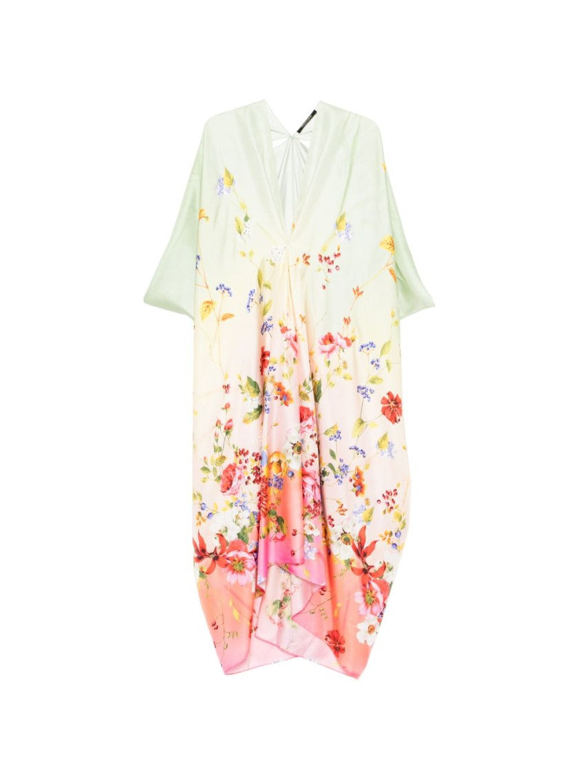 Roberto Cavalli Maxi Dress With V-Neckline And Gradient Floral Print