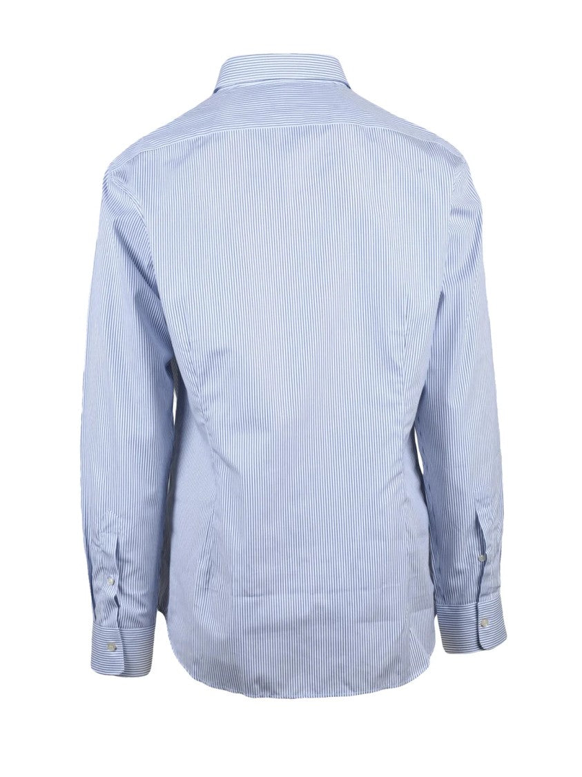 Ambrosio White Blue Patterned Cotton Shirt