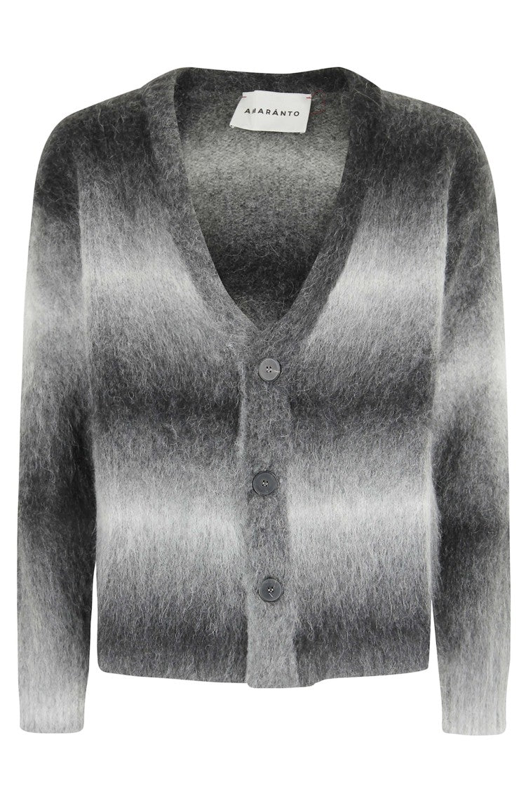 Amaranto Gradient Striped Cardigan In Amaranth And Aluminum