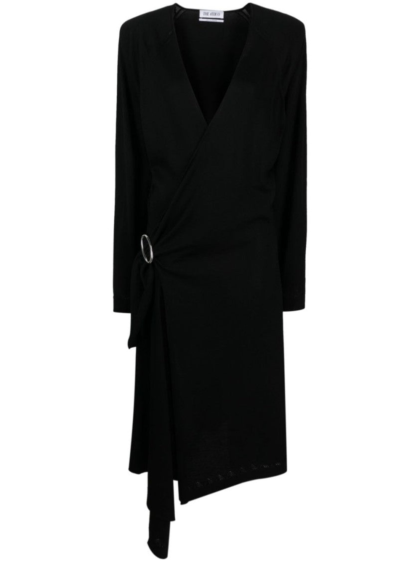 The Attico Front-Slit Long-Sleeved Wrap Dress