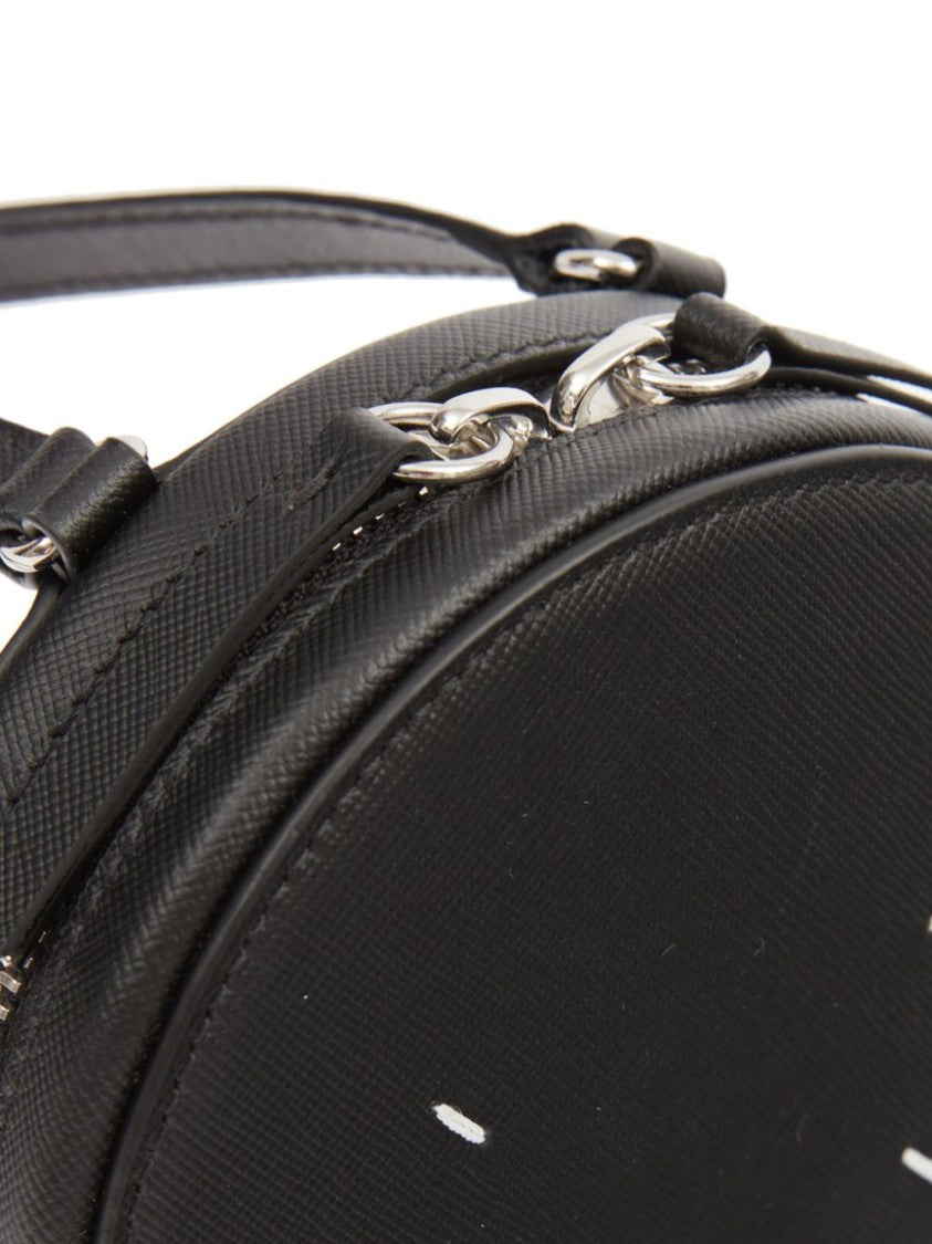 Maison Margiela Textured Black Calf Leather Circular Bag