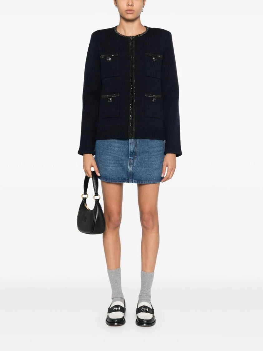 Self-Portrait Embellished Knitted Cardigan