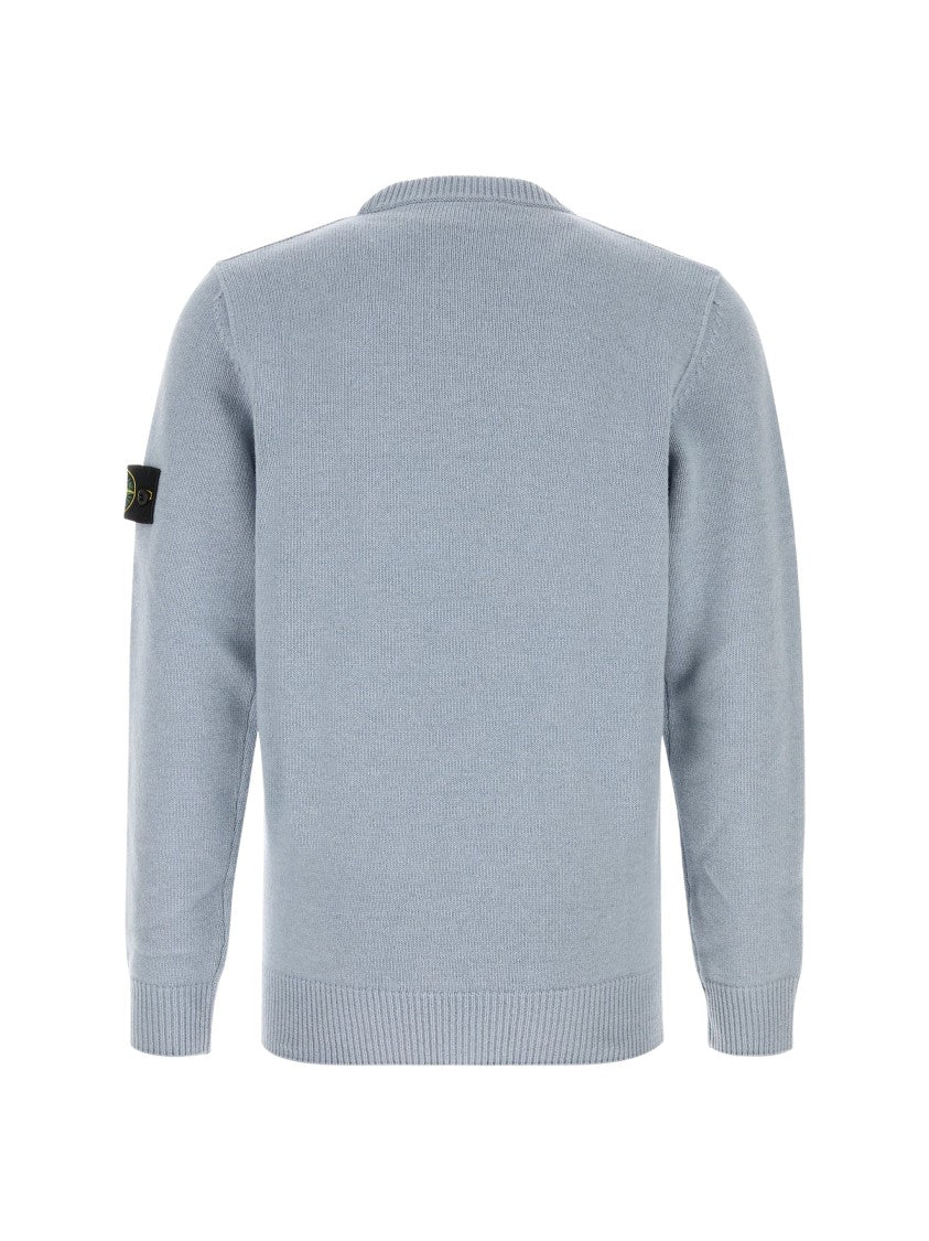 Stone Island Blue Wool-Blend Patch Crewneck Sweater