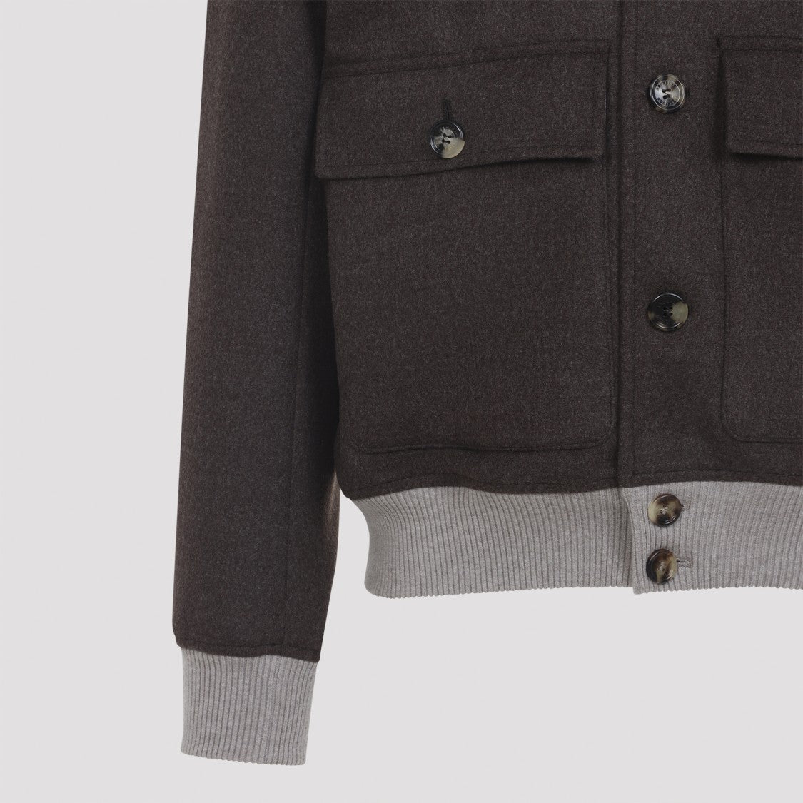 Brunello Cucinelli Structured Grey Wool Jacket With Ribbed Details