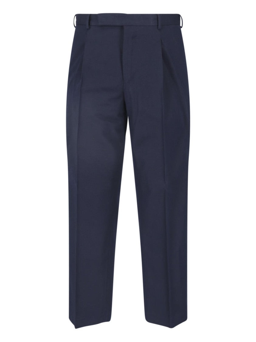 Pt Torino Blue High-Waisted Pleated Virgin Wool-Blend Formal Pants