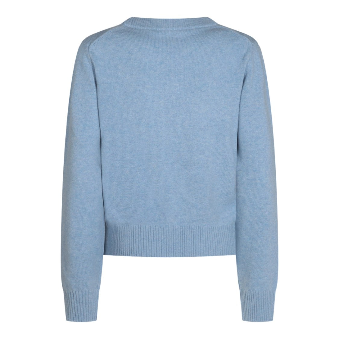 Ganni Light Blue Knit Sweater With Floral Graphic Design