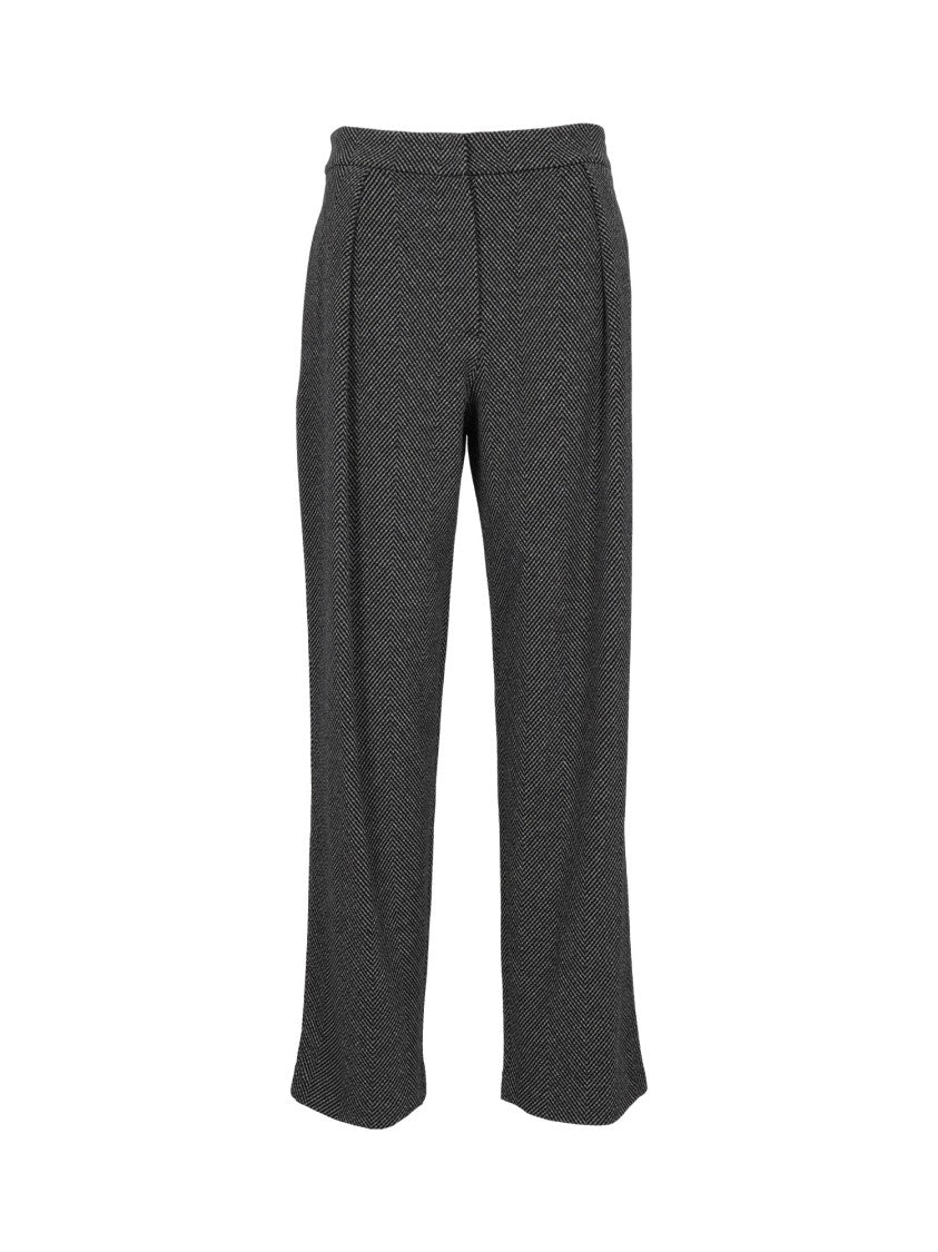 Emporio Armani Herringbone Cropped Relaxed-Fit Pants